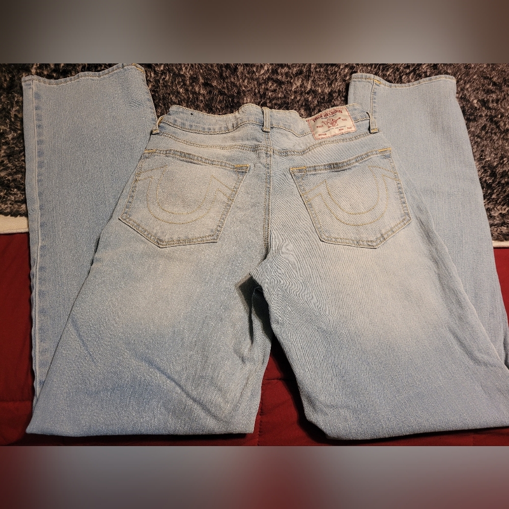 True Religion Light Blue Straight/wide Leg Jeans - Picture 2 of 5